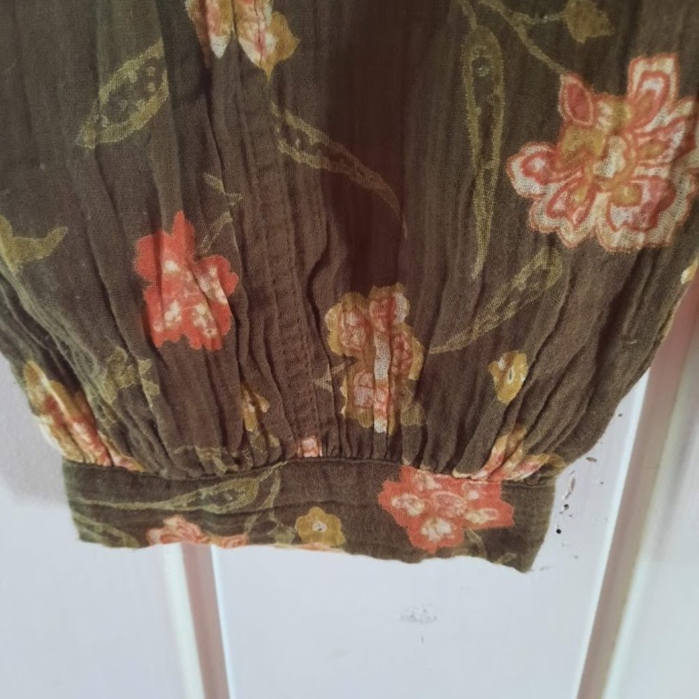 Free People In the Midnight Hour Paperbag Waist Cotton Gauze Floral Pants NWT M - Picture 5 of 10